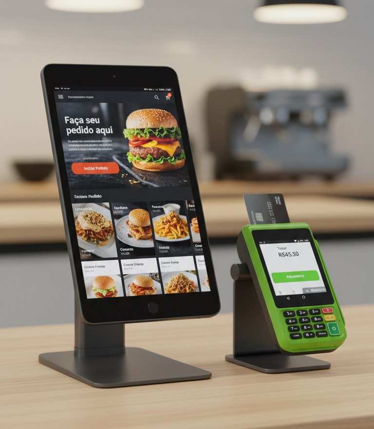 Totem de autoatendimento em restaurante